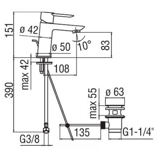 Смеситель Nobili Sand SA99118/1CR для раковины